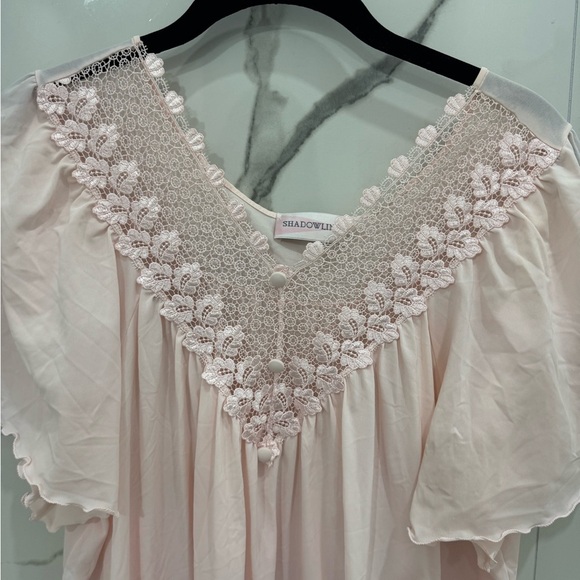 Vintage Shadowline Elegant Pink Lace Nightgown - Picture 5 of 6